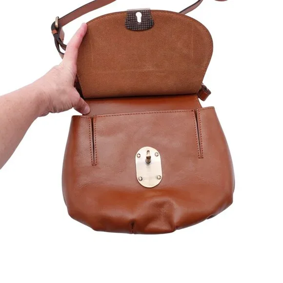 LN Patricia Nash Veneto Leather Crossbody Bag Mini Brown Heritage Collection - Picture 6 of 14